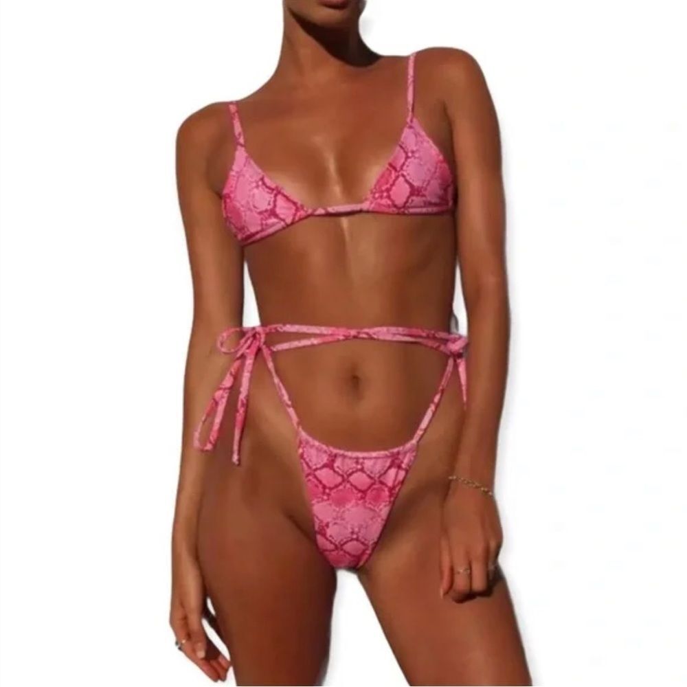 🆕Pink Snake Print Two Piece Brazilian Bikini